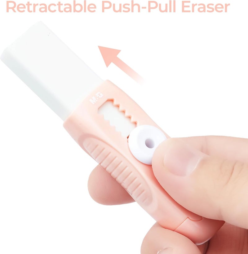 MG 4 Pack Pencil Erasers Sliding Retractable Eraser, Soft Cute Erasers Push Pull Large Rubber Erasers for School Students Kids Office Home Supplies (Blue+Pink) - Image 2